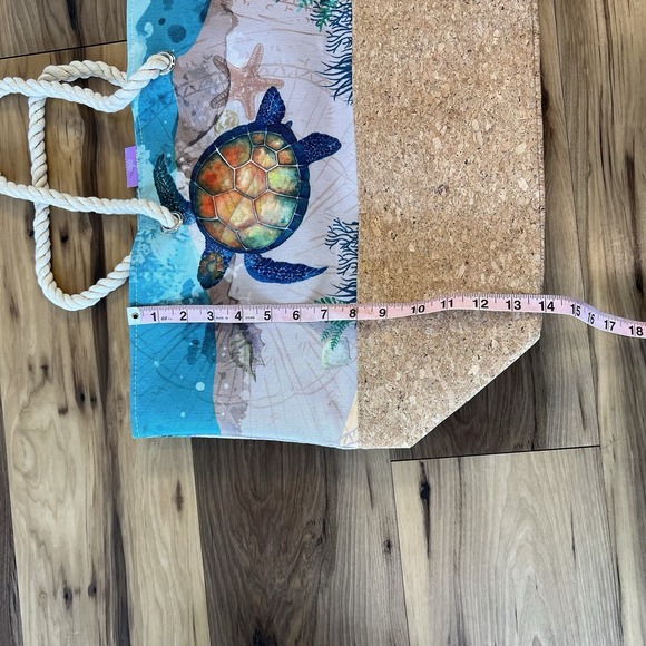 Princess Cruises Bag Tote Beach/Marine Life Handles Cork Base Sea Turtle NWOT - Picture 5 of 11